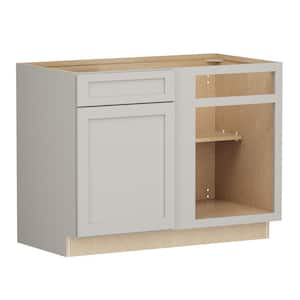 Shaker Full Overlay 45 in. W x 24 in. D x 34.5 in. H Plywood Assembled Blind Corner Base Kitchen Cabinet in Stone Gray