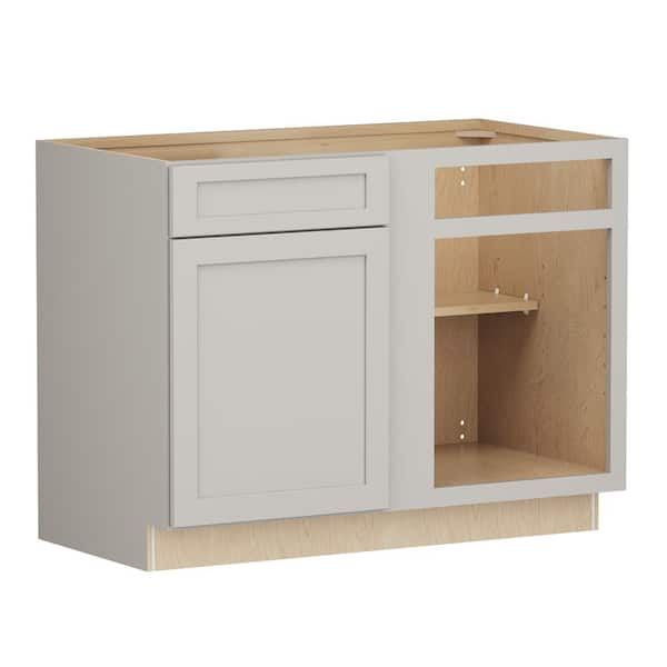 SIMPLY WOODMARK PRO Shaker Full Overlay 45 in. W x 24 in. D x 34.5 in. H Plywood Assembled Blind Corner Base Kitchen Cabinet in Stone Gray