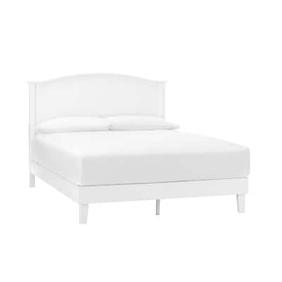 Stylewell Colemont White Wood Queen Bed With Curved Headboard 61 97 In W X 48 In H Xmb2011 Bed The Home Depot