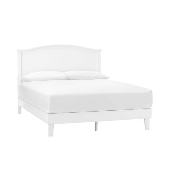 Stylewell Colemont White Wood Queen Bed, Olympic Queen Platform Bed Frame