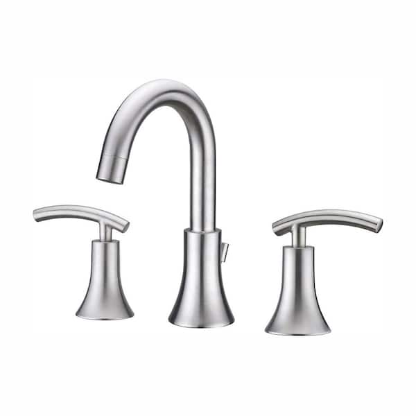 Ultra Faucets Contemporary 8 in. Widespread 2-Handle Bathroom Faucet in Brushed Nickel