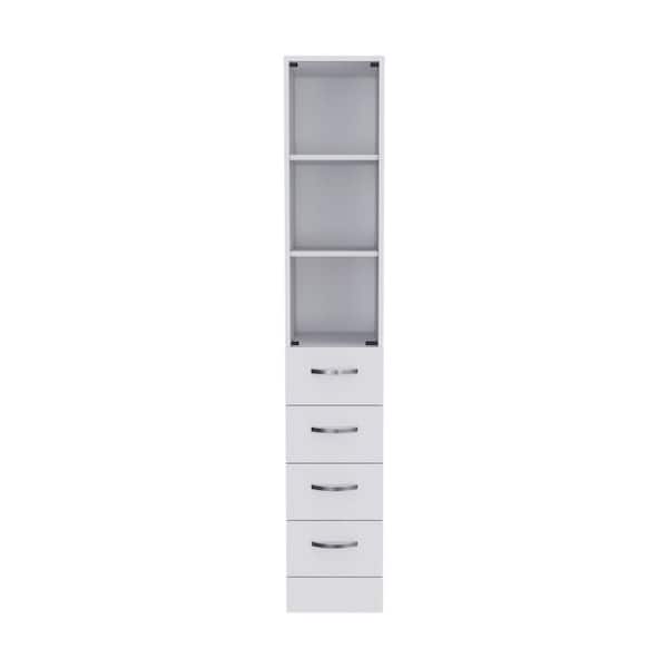 15.70 in. W x 15.70 in. D x 59.30 in. H Bathroom Storage Wall Cabinet in Light Gray