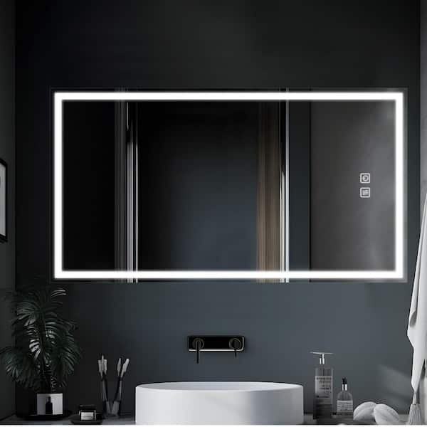 NEUTYPE 47 in. W x 26 in. H Large Rectangular Frameless Anti-Fog Wall Bathroom Vanity Mirror