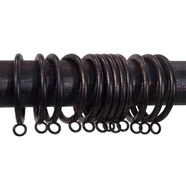 The Artifactory 1 in. Drapery Rings with Grommets for 1 in. or 1 3/8 in. Poles in Antique Bronze (12-Pack)