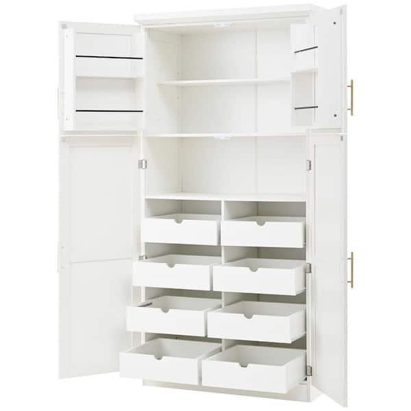 35.5 in. W x 17.6 in. D x 70.9 in. H Bathroom White Linen Cabinet