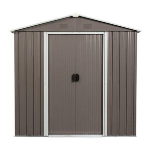 6 ft. x 4 ft. Metal Shed Outdoor Storage with Double Door, Grey (24 sq. ft.)