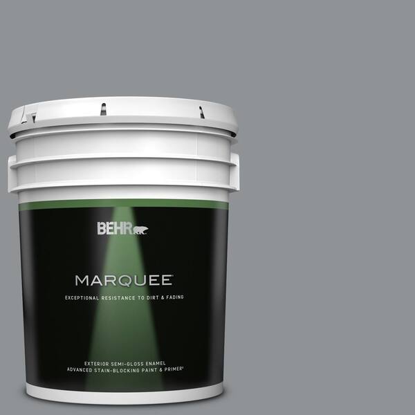 BEHR MARQUEE 5 gal. #PPU26-05 Flint Gray Semi-Gloss Enamel Exterior Paint & Primer