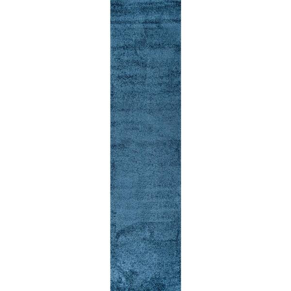 Haze Solid Low-Pile Navy 2 ft. x 10 ft. Runner Rug