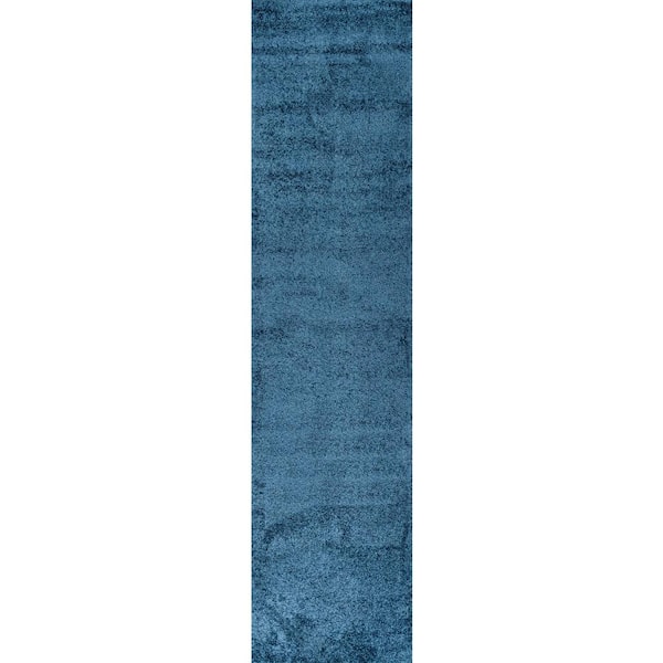 Haze Solid Low-Pile Navy 2 ft. x 8 ft. Runner Rug
