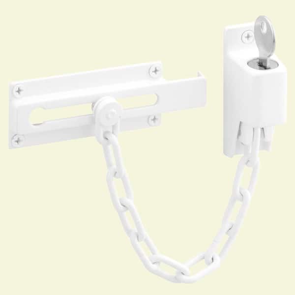 Prime-Line Steel, White, Keyed Chain Door Guard