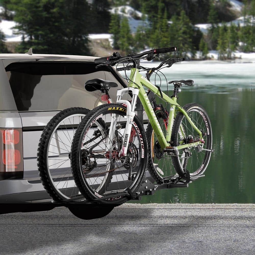 Black Steel Folding Hitch Mount 2-Bike Rack