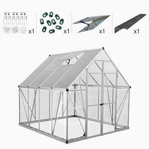 Balance 8 ft. x 8 ft. Hybrid Silver/Clear DIY Greenhouse Kit with Accessory Combo Pack