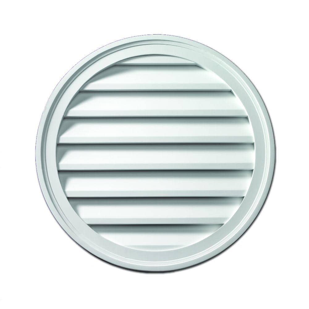 Fypon 18 in. x 18 in. Round White Polyurethane Weather Resistant Gable Louver Vent -  FRLV18