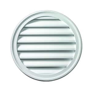 18 in. x 18 in. Round White Polyurethane Weather Resistant Gable Louver Vent