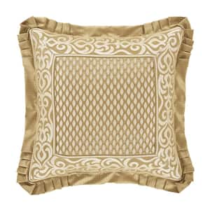 Lagos Gold Polyester 20 in. Square Embellished Decorative 20 in. x 20 in. Throw Pillow