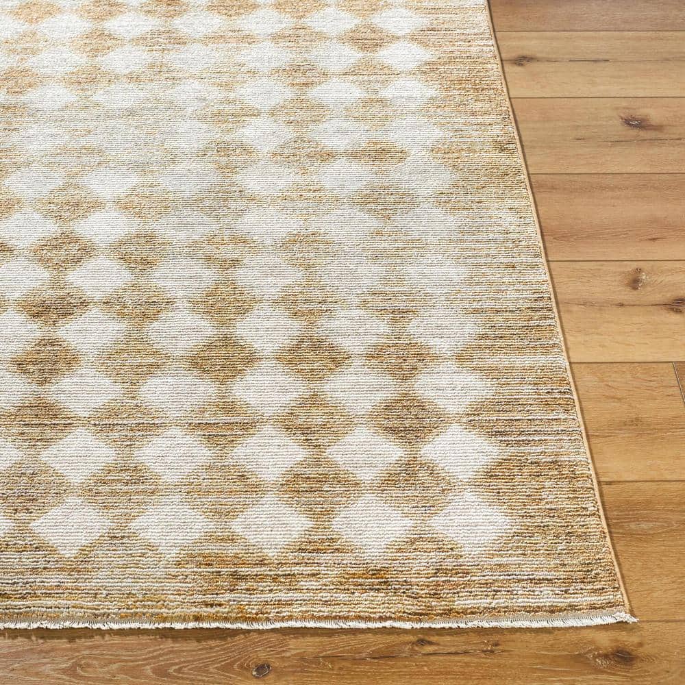 Myrtle Avenue Taupe and Cream Synthetic Checkered Area Rug