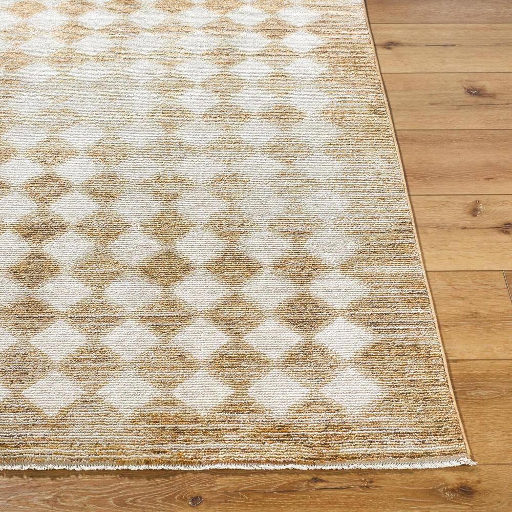 Taupe and Cream Rectangular Synthetic Checkered Area Rug