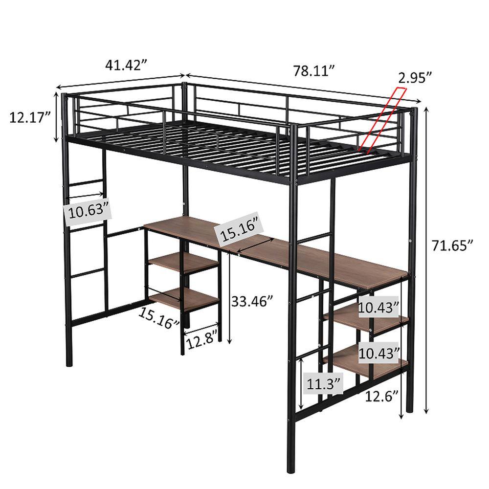 Seafuloy Black Loft Bed With Table | BigEasyMart.com