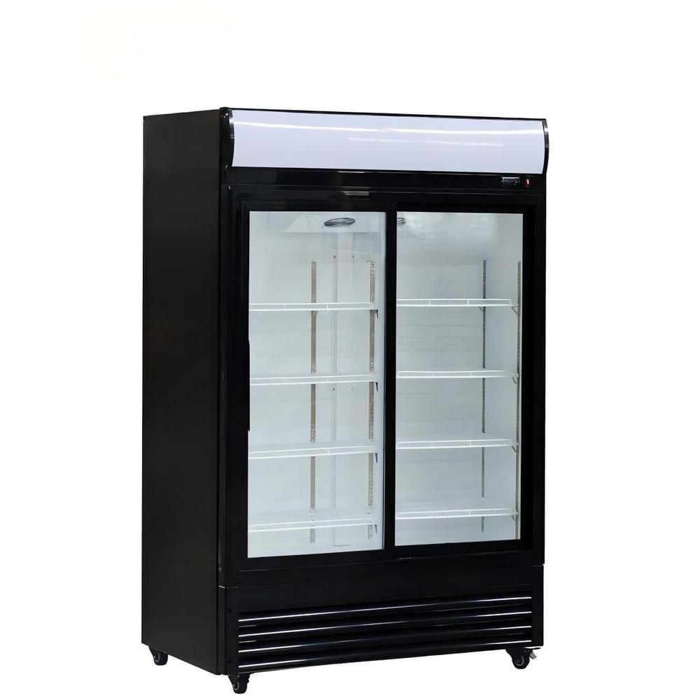 51 in. 31 cu. ft. Commercial Upright Merchandiser Refrigerator in Black with 2-Tempered Glass Sliding Door