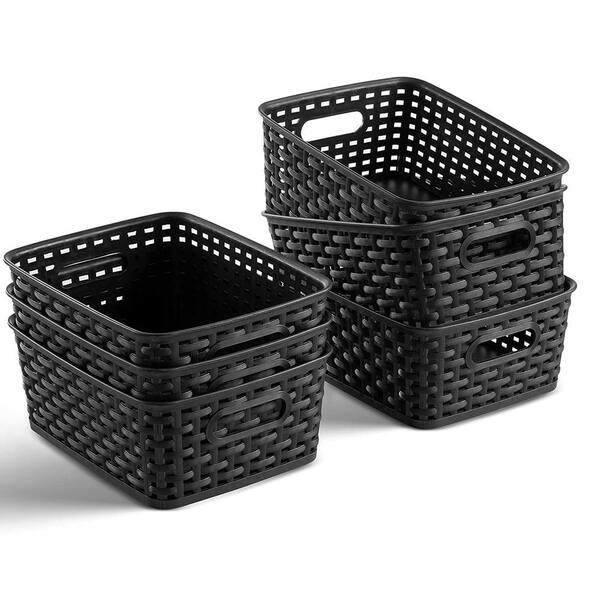 Black Plastic Laundry Basket with Cut-out Handles (6-Pack) laundry-428 ...