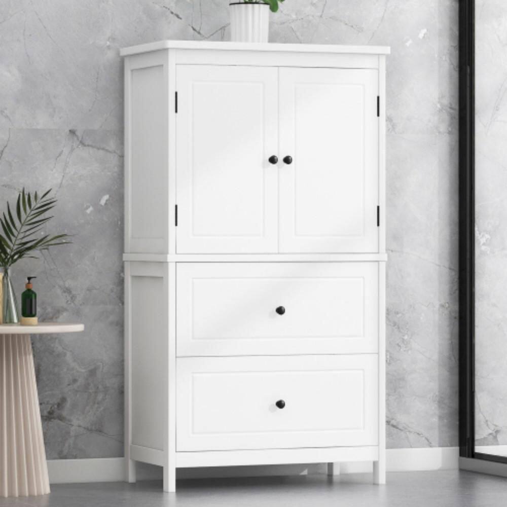 Modern 24 in. W x 12 in. D x 43 in. H White Freestanding Linen Tower Cabinet with Doors and Drawers, Adjustable Shelf price history on PriceWatchPro