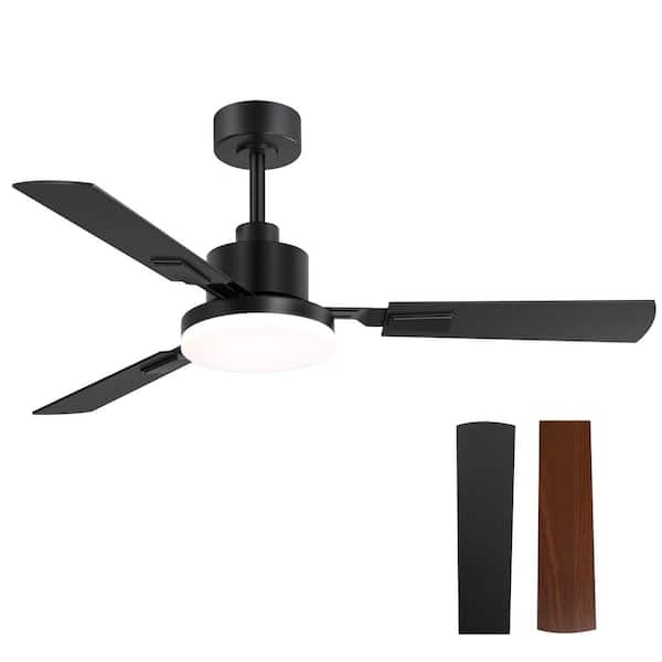 Breezary Beth 52 in. Indoor Black Modern Industrial Ceiling Fan with Integrated LED Light and Remote Control Included