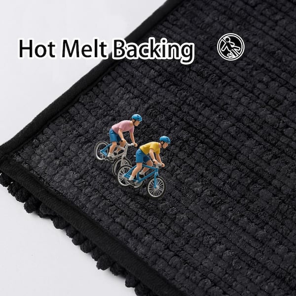 Black 19.69 in. x 31.5 in. Tufted Bathroom Rug, Absorbent Soft Microfiber Bathroom Mat