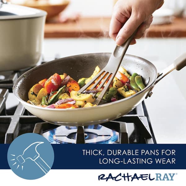 Rachael Ray Cook & Create Aluminum Nonstick Frying Pan / Skillet, 10 Inch,  Almond