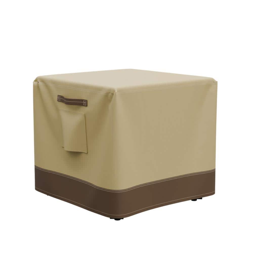Waterproof Outdoor Furniture Cover, Patio Side Table Cover, 21.3"W x 21.3"D x 17.7"H, 1 Pack - Beige & Brown