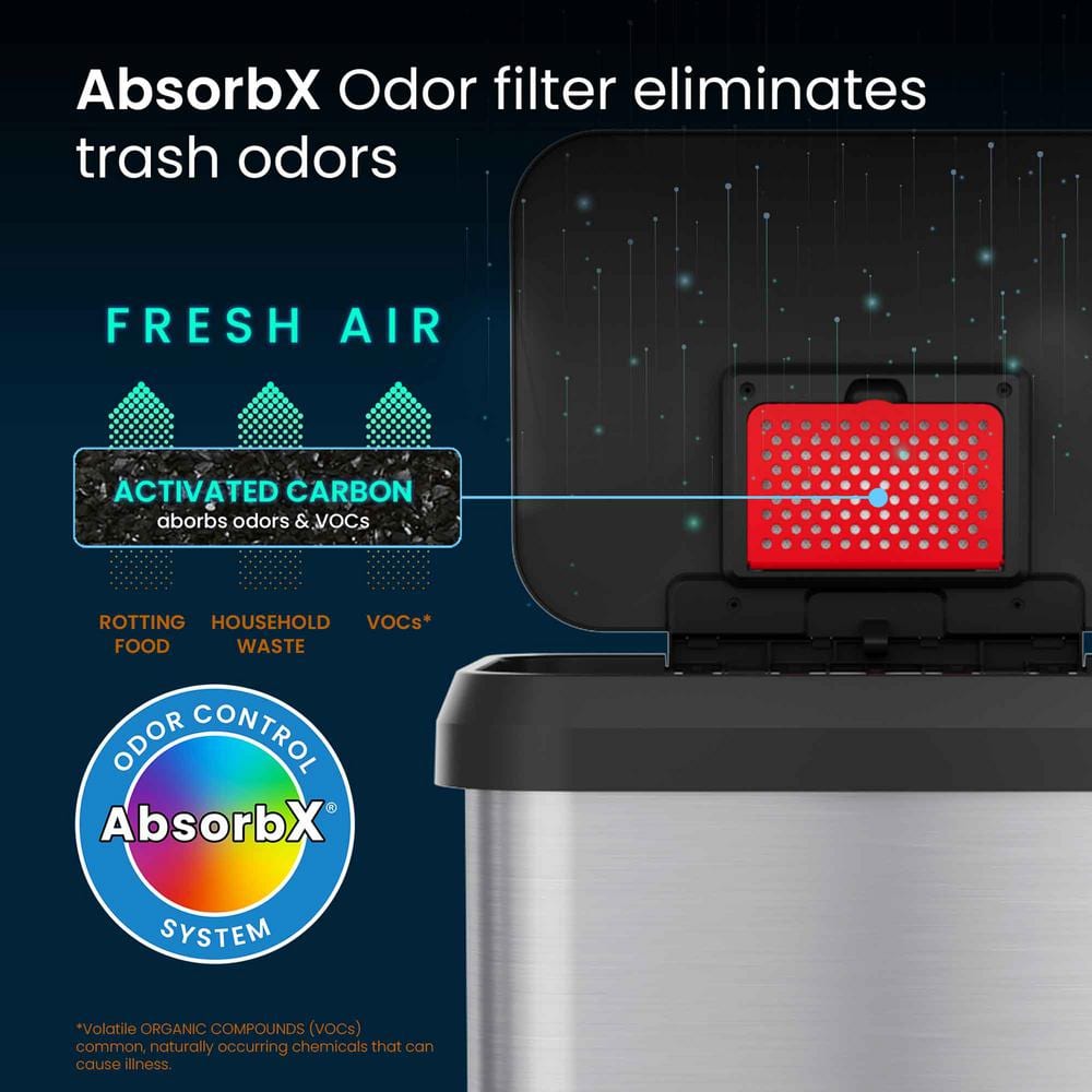 SoftStep 13.2 Gallon Stainless Steel Step Trash Can with Odor Filter