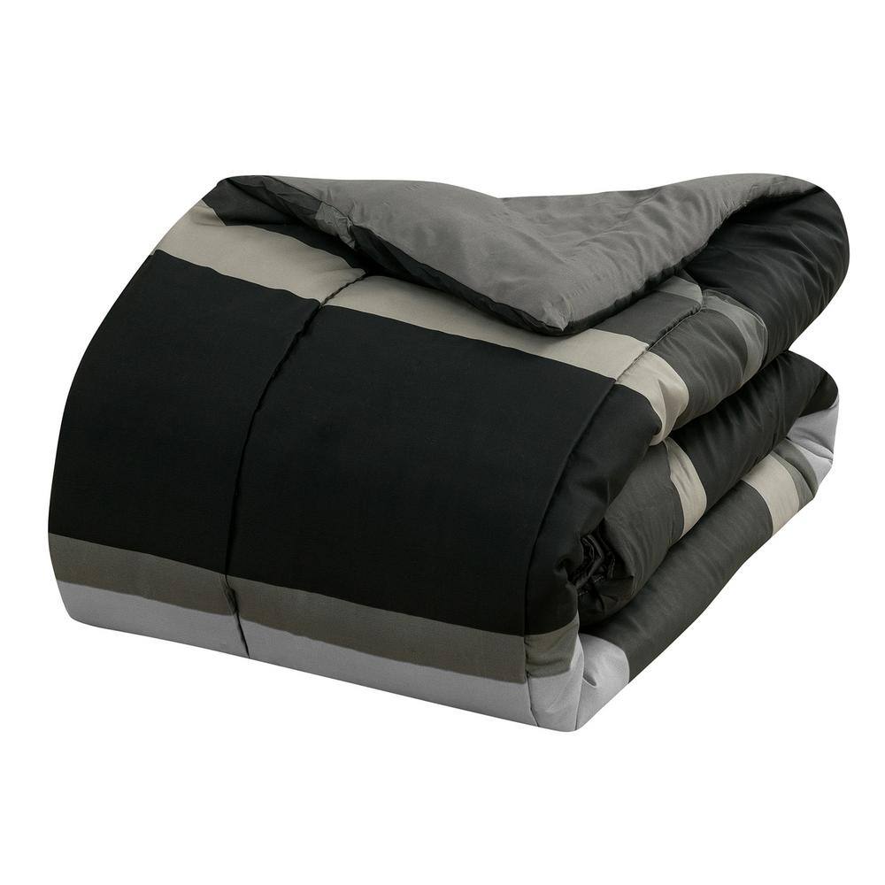 Gray Twin Reversible Microfiber Bed in a Bag Set