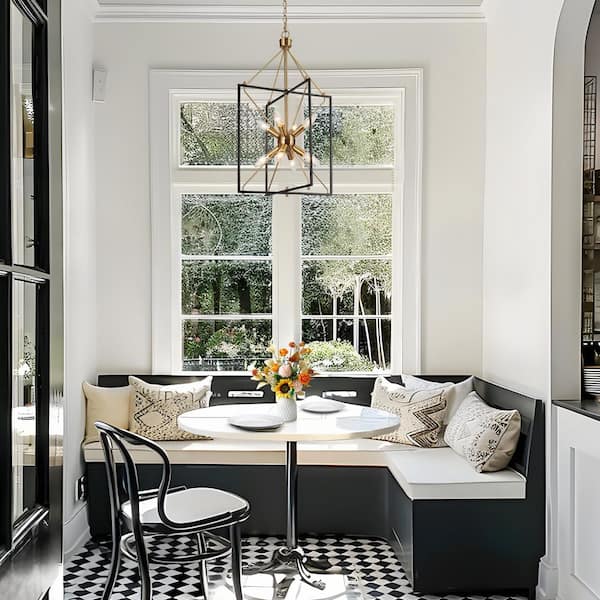 Zevni 8-Light Brass Gold Island Chandelier, Modern Farmhouse Black