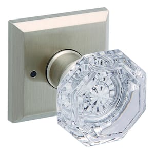 Crystal Satin Nickel Bed/Bath Door Knob with Traditional Square Rose