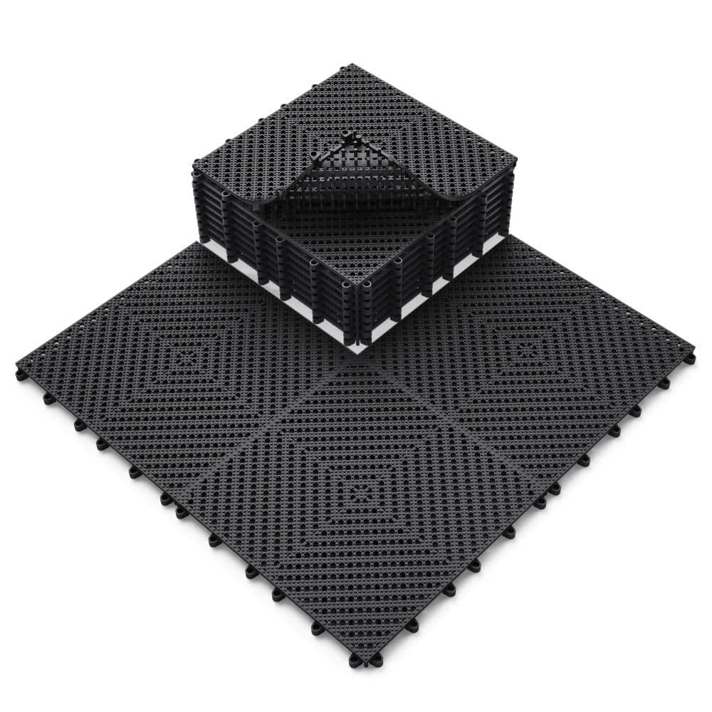 Interlocking Soft PVC Drainage Mats 12 in. x 12 in. Flexible Outdoor Patio Pool Deck Non-Slip (Black, 12 Pcs) price history on PriceWatchPro