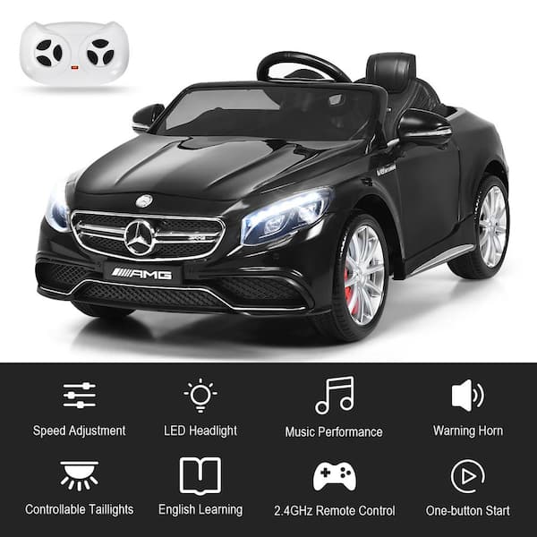 Costway Mercedes-Benz S63 Licensed Kids Ride On Car Battery Powered RC with  MP3 Black GHM0388BK - The Home Depot