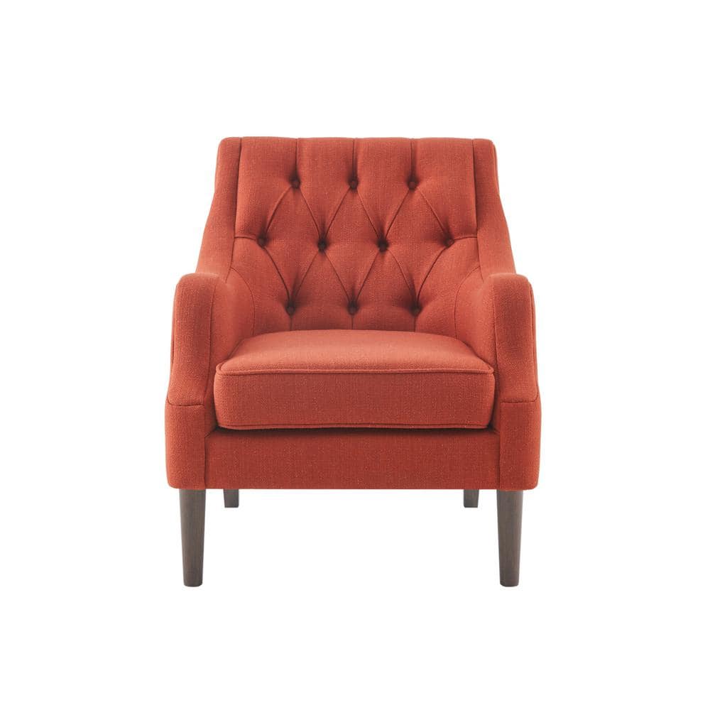 Elle Spice Tufted High-Curved Accent Chair with Dark Coffee Legs