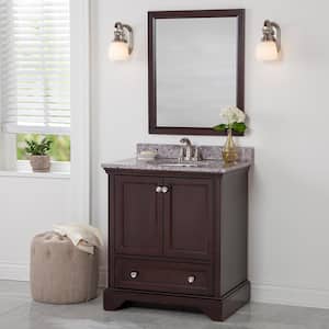 Stratfield 31 in. W x 22 in. D x 39 in. H Single Sink  Bath Vanity in Chocolate with Mineral Gray Cultured Marble Top