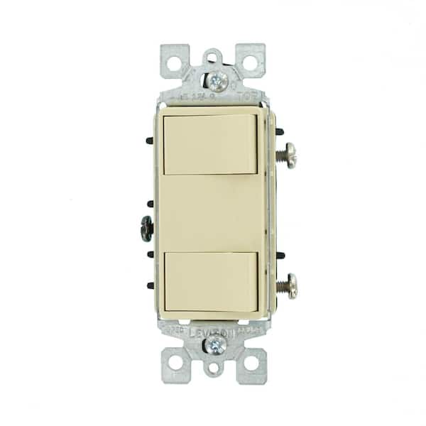 15 Amp Commercial Grade Combination Two Single Pole Rocker Switches, Ivory 1754-I