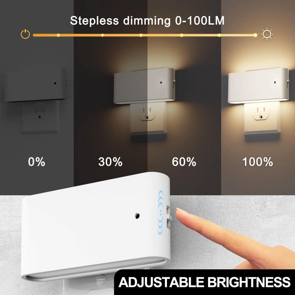 White Plastic Dimmable LED Night Light with Sensor