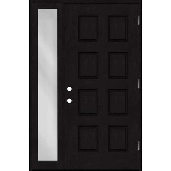 Steves & Sons Regency 53 in. x 80 in. 8-Panel LHOS Onyx Stain Mahogany Fiberglass Prehung Front Door with 14 in. Sidelite