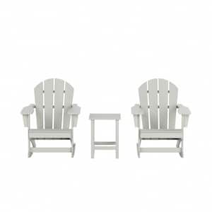 Iris Sand Outdoor Rocking Poly Plastic Adirondack Chairs with Side Table Set (3-Piece)