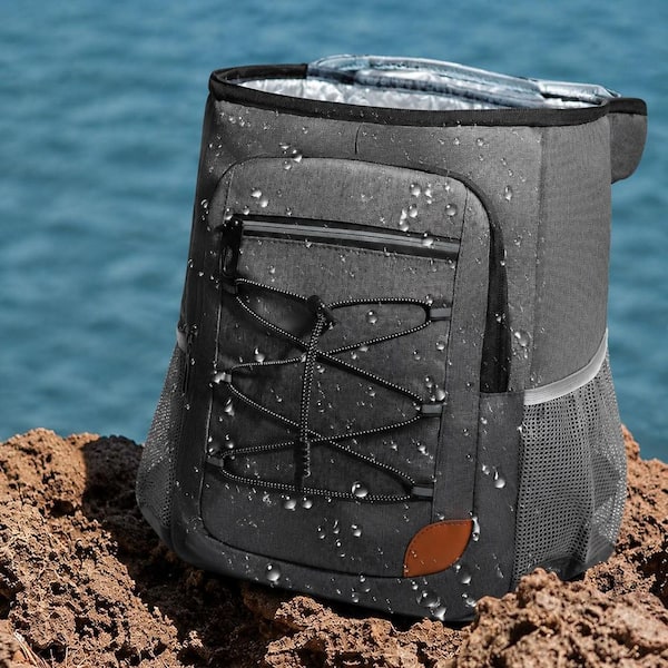 Dark Gray Waterproof Insulated Leak Proof Cooler Backpack Lunch Bag Lightweight Soft Sided Beach Cooler Holds 36 Cans