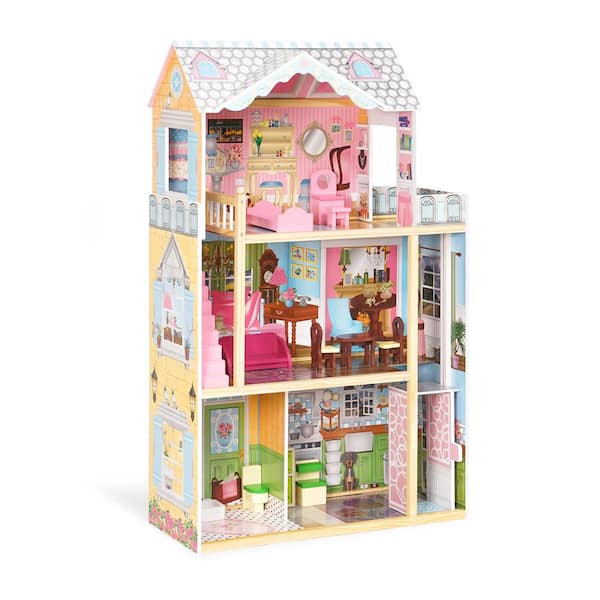 Huluwat Pink Dreamy Wooden Dollhouse for kids DJ-TC-EL-WG152 - The Home  Depot