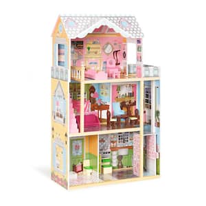 Gardenised Wooden Doll House with Toys and Furniture Accessories with LED  Light for Ages 3 plus QI004210 - The Home Depot