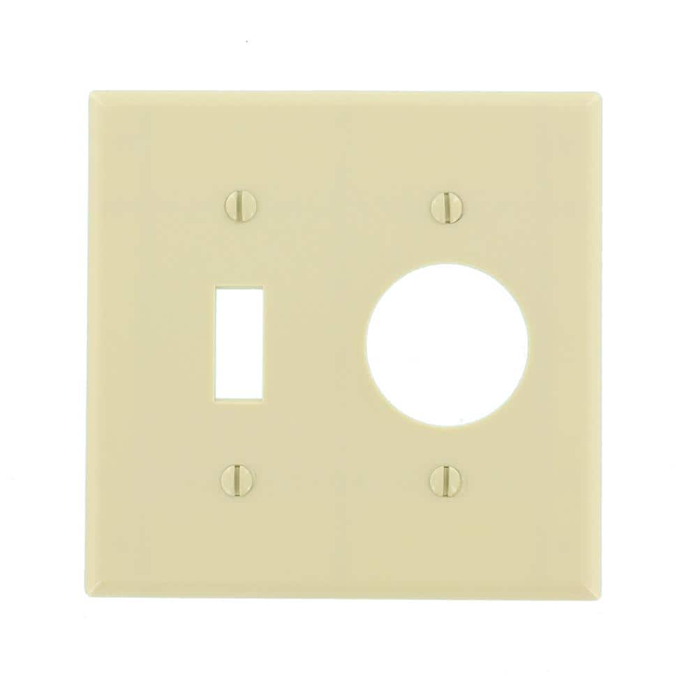 Ivory Thermoset 2-Gang Toggle Switch and Single Receptacle Wall Plate