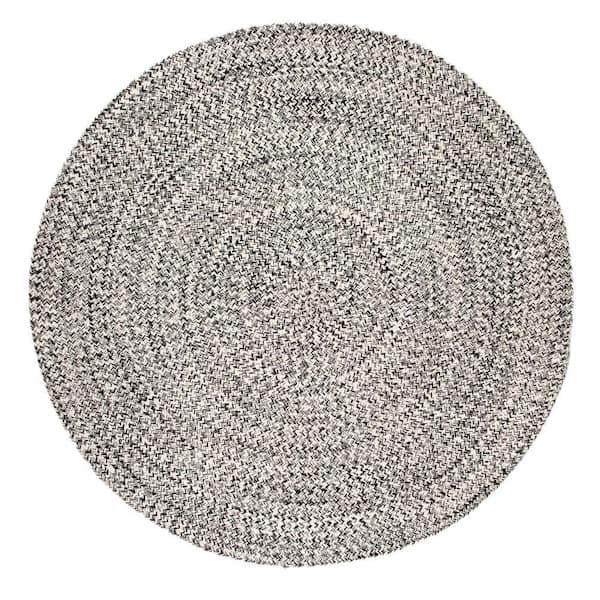 Super Area Rugs Braided Farmhouse Black 6 ft. x 6 ft. Round Cotton Area ...