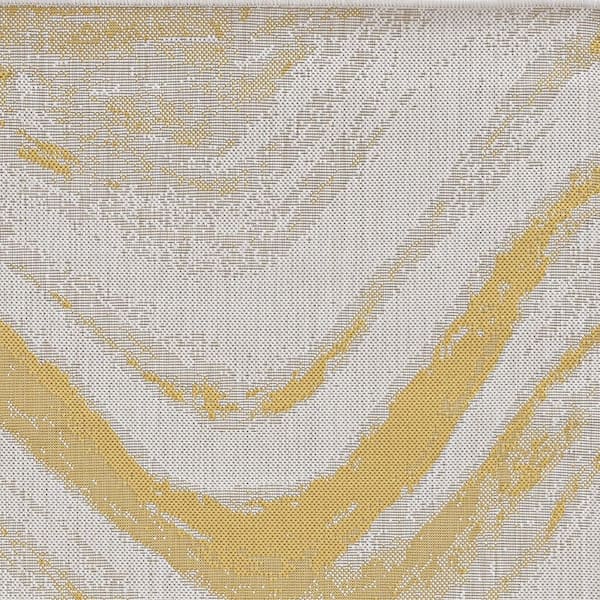 Isla Gold 8 ft. Round Transitional Watercolor Indoor/Outdoor Area Rug