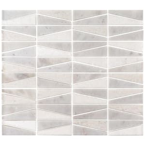 Meander White/Grey 10.625 in. x 12 in. Interlocking Honed Marble Wall and Floor Mosaic Tile (0.885 sq. ft./Each)