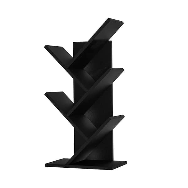 Black 11.8 in. x 24 in. Wood Rustic Desk Display Bookshelves