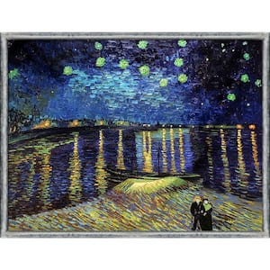 Starry Night Over The Rhone by Vincent Van Gogh Piccino Luminoso Framed Oil Painting Art Print 38.5 in. x 50.5 in.